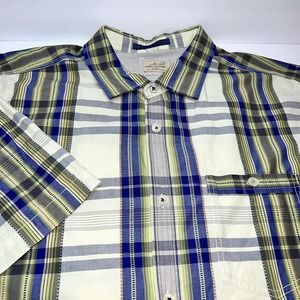Tommy Bahama Blue and Green Plaid Casual Button Down Shirt